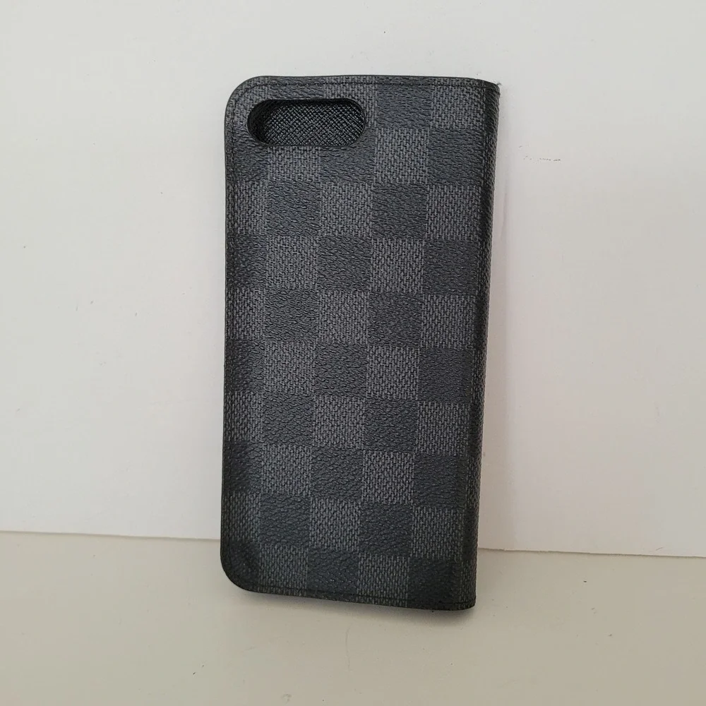 Louis Vuitton iPhone 7+ 8+ Folio Case Damier Graphite Black Grey N63352